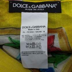 Pre Owned Dolce & Gabbana Multicolor Sicily Majolica Rose Cashmere Blend Wrap Scarf