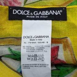 Pre Owned Dolce & Gabbana Multicolor Sicily Majolica Rose Cashmere Blend Wrap Scarf