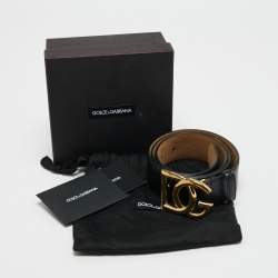 Pre Owned Dolce & Gabbana Black Leather Belt 90 cm