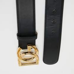 Pre Owned Dolce & Gabbana Black Leather Belt 90 cm