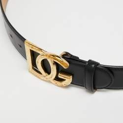 Pre Owned Dolce & Gabbana Black Leather Belt 90 cm