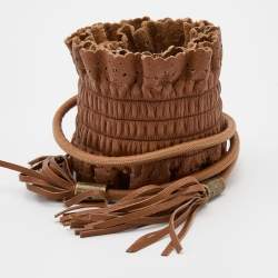Pre Owned Dolce & Gabbana Brown Leather Wide Waist Belt 75CM