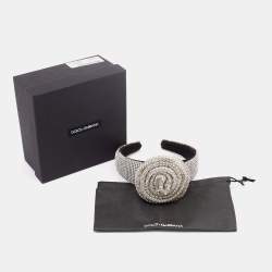 Pre Owned Dolce & Gabbana Metallic Floral Crystal Studded Hairband