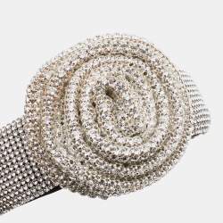 Pre Owned Dolce & Gabbana Metallic Floral Crystal Studded Hairband