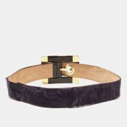 Pre Owned Dolce & Gabbana Purple Eel Leather and Calfhair Buckle Belt 80CM