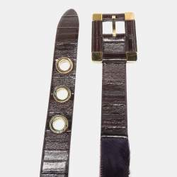 Pre Owned Dolce & Gabbana Purple Eel Leather and Calfhair Buckle Belt 80CM