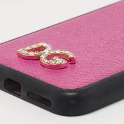 Pre Owned Dolce & Gabbana Pink/Black Leather iPhone X Cover