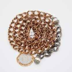 Pre Owned Dolce & Gabbana Two Tone Heritage Medallion Chain Belt