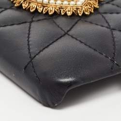 Dolce & Gabbana Black Quilted Leather Sacred Heart iPhone XR Case