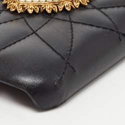 Dolce & Gabbana Black Quilted Leather Sacred Heart iPhone XR Case
