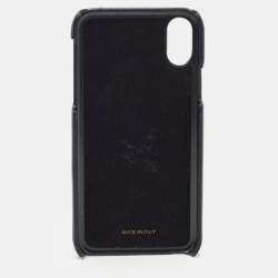 Pre Owned Dolce & Gabbana Black Quilted Leather Sacred Heart iPhone X Case