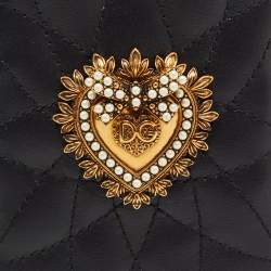 Pre Owned Dolce & Gabbana Black Quilted Leather Sacred Heart iPhone X Case