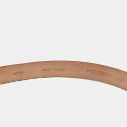 Pre Owned Dolce & Gabbana Red Eel Leather Logo Plaque Belt 90CM