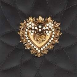 Pre Owned Dolce & Gabbana Black Quilted Leather Devotion iPhone XS Cover
