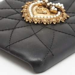 Pre Owned Dolce & Gabbana Black Quilted Leather Devotion iPhone XS Cover