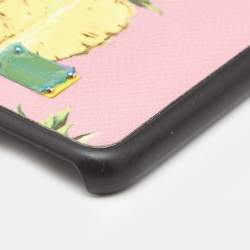Pre Owned Dolce & Gabbana Pink/Black Pineapple Print Leather Phone Cover