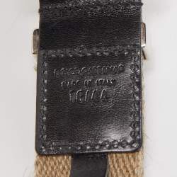 Dolce & Gabbana Beige Canvas and Leather Plaque Detail Waist Belt 80CM