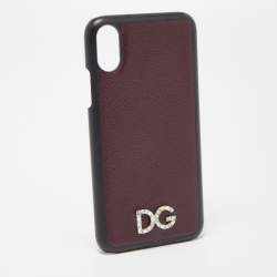 مملوكة مسبقًا Dolce & Gabbana Burgundy/Black Leather iPhone X Cover