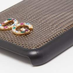 Pre Owned Dolce & Gabbana Green/Black Lizard Embossed Leather iPhone X Cover