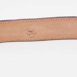Pre Owned Dolce & Gabbana Purple/Black Leopard Satin Slim Buckle Belt 85CM