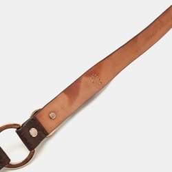 Pre Owned Dolce & Gabbana Brown Leather DG Logo Slim Belt 85CM