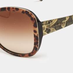 Pre Owned Dolce & Gabbana Black/Beige Leopard Print Gradient Butterfly Sunglasses
