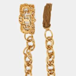 Pre Owned Dolce & Gabbana Logo Buckle Gold Tone Chain Belt