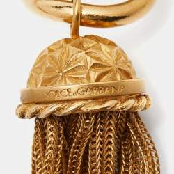 Pre Owned Dolce & Gabbana Logo Buckle Gold Tone Chain Belt