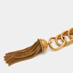 Pre Owned Dolce & Gabbana Logo Buckle Gold Tone Chain Belt