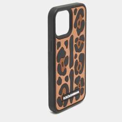 Pre Owned Dolce & Gabbana Brown/Black Leopard Print Rubber iPhone 12 Pro Phone Case