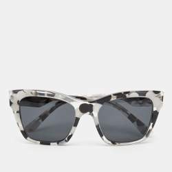Pre Owned Dolce & Gabbana Black White Bubble/Dark Grey DG4384 Square Sunglasses 