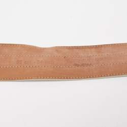 Pre Owned Dolce & Gabbana White/Beige Patent and Leather Metal Detail Buckle Belt 85CM