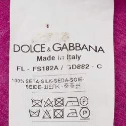 Pre Owned Dolce & Gabbana Brown/Purple Tassel Leopard Print Silk Scarf