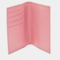 Pre Owned Dolce & Gabbana Pink Leather Crystal Logo Passport Holder