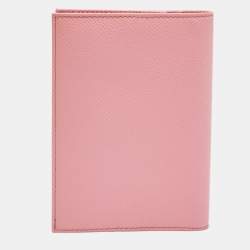 Pre Owned Dolce & Gabbana Pink Leather Crystal Logo Passport Holder