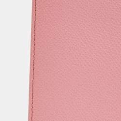 Pre Owned Dolce & Gabbana Pink Leather Crystal Logo Passport Holder