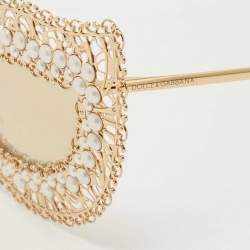 Pre Owned Dolce & Gabbana Gold Metal DG2238-B Cat-Eye Sunglasses