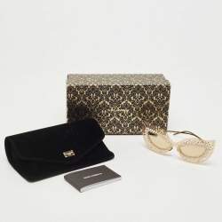 Pre Owned Dolce & Gabbana Gold Metal DG2238-B Cat-Eye Sunglasses