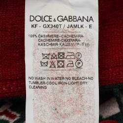 Dolce & Gabbana Red Logo Cashmere Fringed Muffler