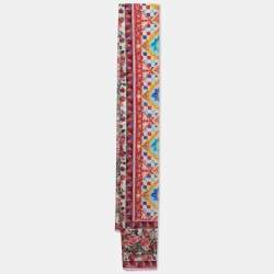 Pre Owned Dolce & Gabbana Pink Floral Siciliano Printed Silk Scarf