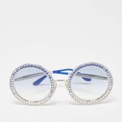 Pre Owned Dolce & Gabbana Blue Gradient DG2170-B Crystals Round Sunglasses