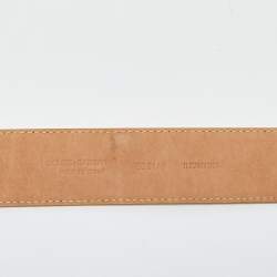 Pre Owned Dolce & Gabbana Gold Leather Buckle Belt 110CM