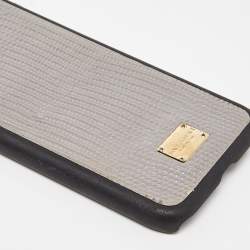 Pre Owned Dolce & Gabbana Grey Lizard Embossed Leather iPhone 6 Cover
