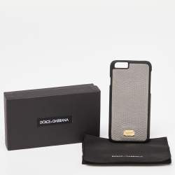 Pre Owned Dolce & Gabbana Grey Lizard Embossed Leather iPhone 6 Cover