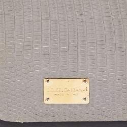 Pre Owned Dolce & Gabbana Grey Lizard Embossed Leather iPhone 6 Cover