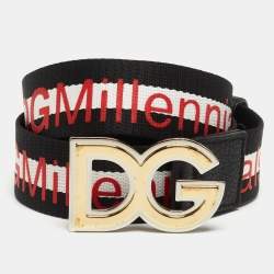 Dolce & Gabbana Black/White Canvas #DGMillennials Logo Belt 95CM