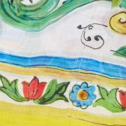 Pre Owned Dolce & Gabbana Yellow Majolica Printed Silk Gauze Scarf 