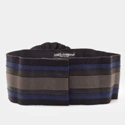 Dolce & Gabbana Tri Color Stripe Elastic Butterfly Crystals Waist Belt