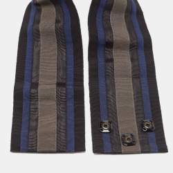 Dolce & Gabbana Tri Color Stripe Elastic Butterfly Crystals Waist Belt