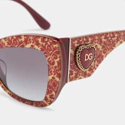 Pre Owned Dolce & Gabbana Red/Gold Gradient  DG4349 Sacred Heart Butterfly Sunglasses